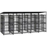 vidaXL Zunanji pasji boks s streho jeklo 9,22 m² | Shoptok.si