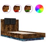  The Living Store Posteljni okvir z vzglavjem in LED dimljeni hrast 90x190 cm - Posteljni Okvir, (21497729) | Shoptok.si
