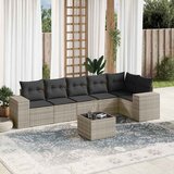 Maison Chic Seti vrtnega pohištva - Vrtna garnitura - Vrtni pohištvo set 7-delna z blazinami siv poli ratan, (21801250) | Shoptok.si