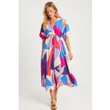 Cool & Sexy Women's Multi Patterned Double Breasted Midi Dress HT108