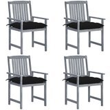 Maison Chic Vrtni stoli - Stol za vrt z blazinami 4 kosi sivi trden akacijev les JS2286, (21876767) | Shoptok.si