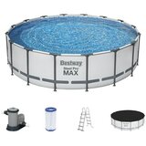 Bestway Bazen s okvirom Steel Pro Max (Ø x V: 488 x 122 cm, Sive boje, 19.480 l) | shoptok.hr