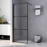 Pregrada za tuširanje s prozirnim staklom ESG crna 90 x 195 cm | shoptok.hr