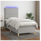  Box spring s madracem LED svjetlosivi 100x200 cm tkanina | shoptok.hr