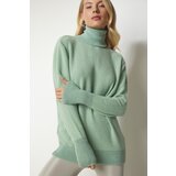  Women's Green Turtleneck Soft Textured Knitwear Sweater | Eponuda.ba