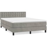 Maison Chic Box spring postelja - Vzmetna postelja z vzmetnico svetlo siva 140x200 cm žamet SL15094, (21904182) | Shoptok.si