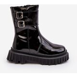 Boto Children's Glossy Boots with Buckles Black Chloraia | Shoptok.si
