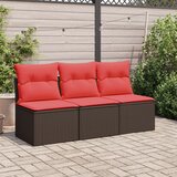  Vrtna sofa s jastucima za 3 osobe, smeđa, poliratan | shoptok.hr