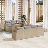 vidaXL 8-dijelni set vrtnih sofa s jastučićima Bež Poli Ratan u