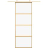 vidaXL Drsna vrata zlata 76x205 cm prozorno ESG steklo in aluminij | Shoptok.si