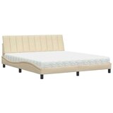  Postelja z vzmetnico krem 180x200 cm blago | Shoptok.si