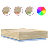 Maison Chic Posteljni okvir - Dvoposteljna postelja - Zakonska postelja z LED lučkami sonoma hrast 140x200 cm inž. les, (21697171) | Shoptok.si