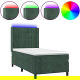  The Living Store Box spring postelja z vzmetnico LED tem. zelena 90x200 cm žamet - Box Spring Postelja, (21492198) | Shoptok.si