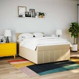 vidaXL Box spring postelja z vzmetnico krem 160x200 cm blago | Shoptok.si