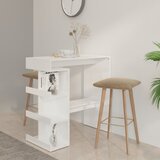 The Living Store Barska miza s policami visok sijaj bela 100x50x101,5 cm - Barska Miza, (21836347) | Shoptok.si