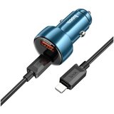 hoco. auto punjač USB QC 3.0 + Type C + kabel Type C na Type C PD 48W Leader Z50 metalno sivi | shoptok.hr