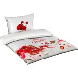 XMAS OBOJESTRANSKA POSTELJNINA Christmas Collection 140/200 cm saten rdeča, bela | Shoptok.si
