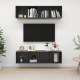 The Living Store Stenska TV omarica 2 kosa visok sijaj sive barve iverna plošča - TV Omarica, (21376398) Cene