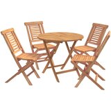  5-dijelni sklopivi vrtni bistro set Prirodna Čvrsto teak drvo Slike
