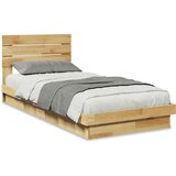 Maison Chic Posteljni okvir - Enojna postelja - Postelja za odrasle z vzglavjem brez vzmetnice masivni les hrast, (21695025) | Shoptok.si