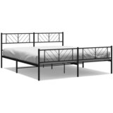  The Living Store Kovinski posteljni okvir z vzglavjem in vznožjem črn 193x203 cm - Kovinski Posteljni Okvir, (21454109) | Shoptok.si