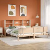 vidaXL Krevet s regalom za knjige bez madraca 200 x 200 cm od borovine | shoptok.hr