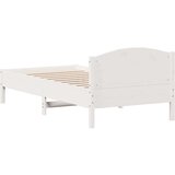 vidaXL Posteljni okvir z vzglavjem bel 75x190 cm trdna borovina | Shoptok.si