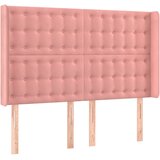  Uzglavlje s ušima ružičasto 147x16x118/128 cm baršunasto | shoptok.hr