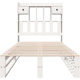 vidaXL Knjižna postelja brez ležišča bela 90x200 cm trdna borovina | Shoptok.si