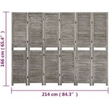 vidaXL Sobna pregrada sa 6 panela siva 214 x 166 cm od masivnog drva | shoptok.hr