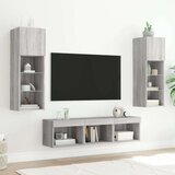  5-dijelni zidni TV elementi s LED svjetlima boja sivog hrasta | shoptok.hr