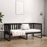  Dnevna postelja črna 90x190 cm trdna borovina, (21073750) | Shoptok.si