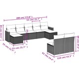  9-dijelni set vrtnih sofa s jastucima crni od poliratana | shoptok.hr