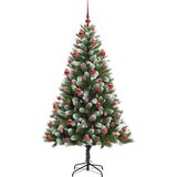 vidaXL Umjetna jelka s pantenom i pahuljicama Zelena i bijela 180 cm | shoptok.hr