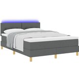 vidaXL Posteljno dno z vzmetnico in LED temno sivo 140x190 cm tkanina, (22084046) | Shoptok.si