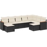 Maison Chic Seti vrtnega pohištva - Vrtna garnitura - Vrtni pohištvo set 9-delna z blazinami črn poli ratan, (21807819) | Shoptok.si