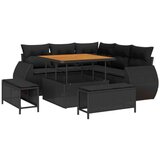  Vrtna sedežna garnitura z blazino 8 pcs Črna poli ratan, (5000133502) | Shoptok.si