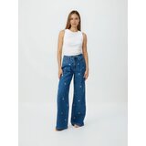 Reserved Wide leg traperice s vezom - plava | shoptok.hr
