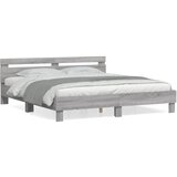 Maison Chic Posteljni okvir - Dvoposteljna postelja - Zakonska postelja z vzglavjem siva sonoma 200x200 cm inž. les-J6114, (21773817) | Shoptok.si