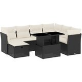  The Living Store Vrtna sedežna garnitura 8-delna z blazinami črn poli ratan - Vrtna Sedežna Garniture, (21446813) | Shoptok.si