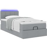 vidaXL Otomanski posteljni okvir z vzmetnico siv 90x190 cm blago | Shoptok.si