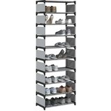 vidaXL stalak za cipele 10 slojeva sivi 54x28x158 cm netkana tkanina | shoptok.hr