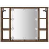 Ormarić s ogledalom LED boja smeđeg hrasta 76 x 15 x 55 cm | shoptok.hr