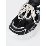 Shelvt Black sneakers with a white bow and beads | shoptok.hr