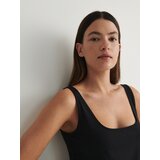 Reserved - Pamučna midi haljina - crno | shoptok.hr