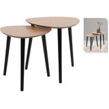 Home & Styling Ancona set 2 pomožnih stolov – MDF plošča, noge iz borovine, naravna/črna | Shoptok.si