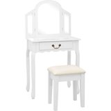  Toaletni stolić sa stolcem bijeli 65x36x128 cm paulovnija i MDF | shoptok.hr