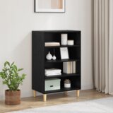 vidaXL Strani šal s polico Črni hrast 57 x 35 x 90 cm Konstruiran les | Shoptok.si