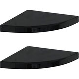  Plutajuće kutne police 2 kom sjajne crne 35 x 35 x 3,8 cm MDF | shoptok.hr
