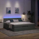 vidaXL Otomanski posteljni okvir z vzmetnico siv 160x200 cm blago | Shoptok.si